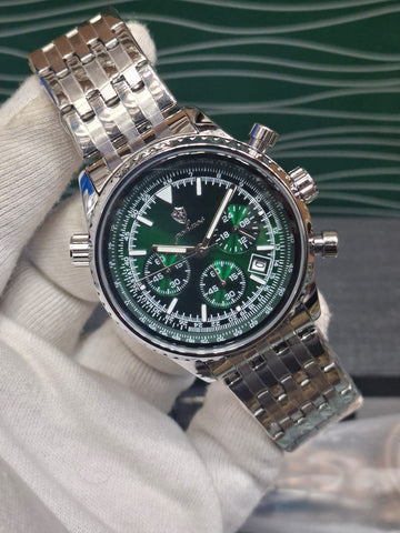 Luxury Stainless Steel Chronograph Green Dial Men’s Watch