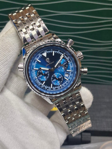 Luxury Stainless Steel Chronograph Blue Dial Men’s Watch