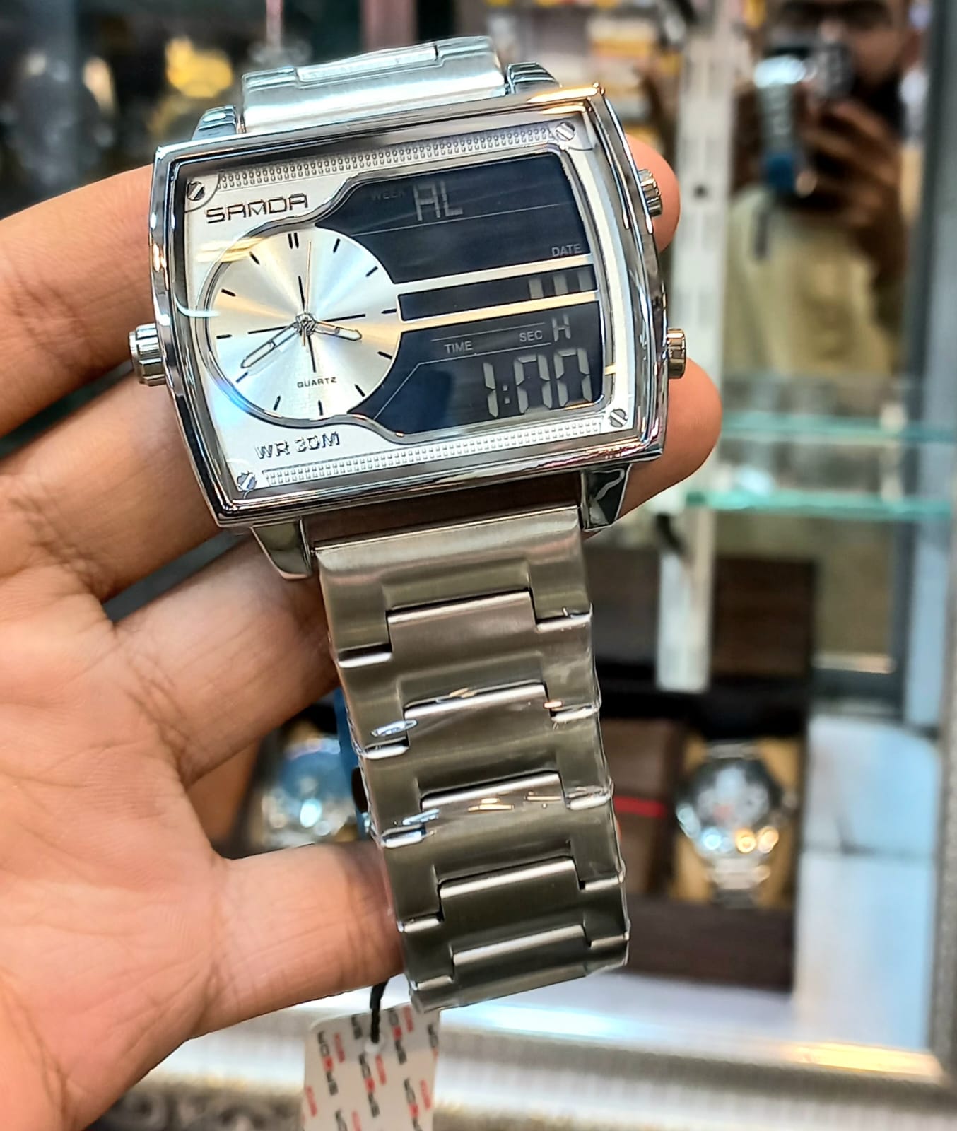 SAMDA Dual Display Stainless Steel Wristwatch – Analog & Digital